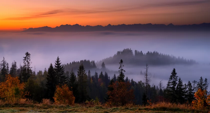 Jesienny Beskid Żywiecki z widokiem na Tatry. Zdjęcie Michał Sośnicki