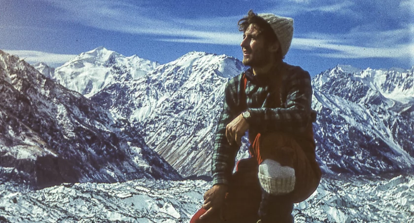 Michał Kochańczyk na lodowcu Garmo w Pamirze Tadżyckim w 1973 roku. Zdjęcie Jerzy Zieliński