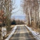 Oto klimat pogórza - wąskie dróżki i góry w oddali | Fot. Kacper Szymański