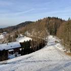 Widok z wieży widokowej pod Brzanką; dwie kopki to odpowiednio Serman (516 m n.p.m.)...