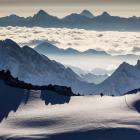 Spojrzenie z francuskiego Aiguille du Midi na południe i włoską Dolinę Aosty. Zdjęcie...