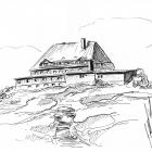 Schronisko na Szrenicy (1362 m n.p.m.). Rysunek Andrzej Otrębski